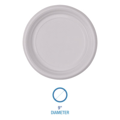 Hi-Impact Plastic Dinnerware, Plate, 9" dia, 500/Carton Colors- White or Black