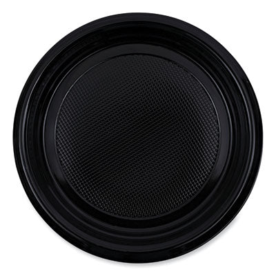 Hi-Impact Plastic Dinnerware, Plate, 9" dia, 500/Carton Colors- White or Black