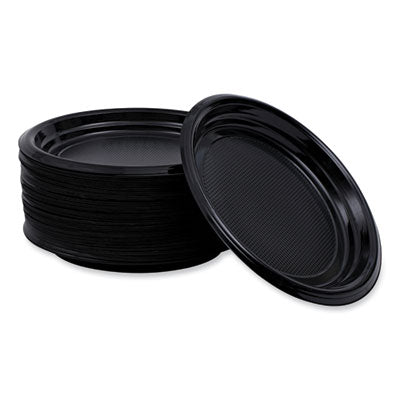 Hi-Impact Plastic Dinnerware, Plate, 9" dia, 500/Carton Colors- White or Black