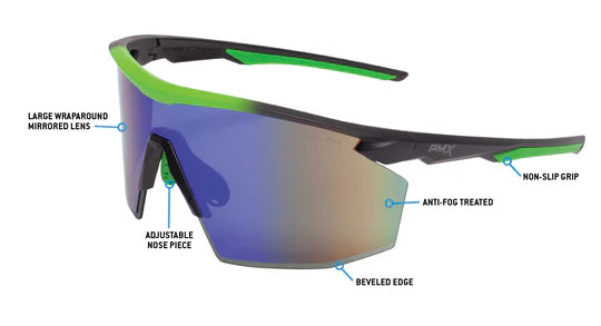 PMXSPEC Green mirror safety glasses