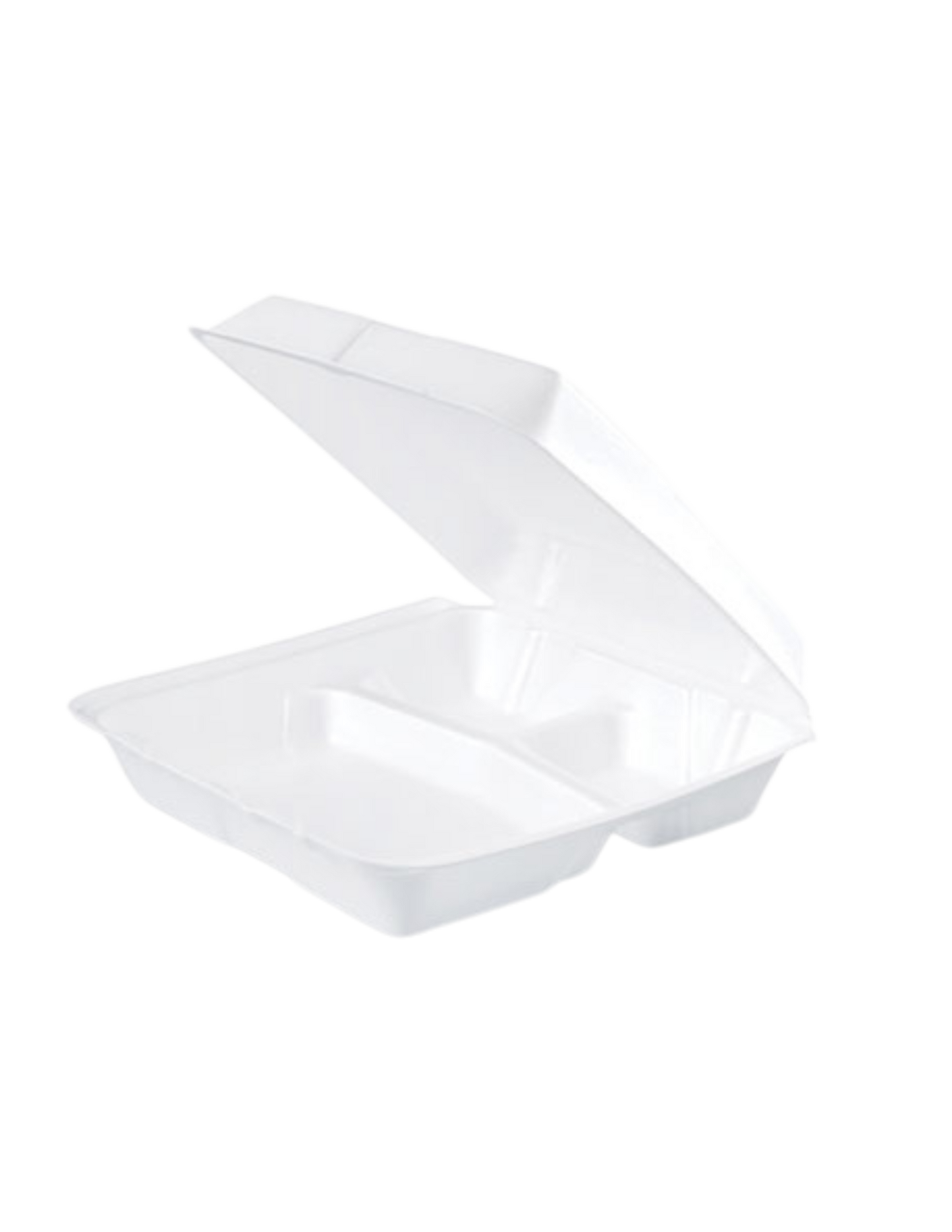 Foam Hinged Lid Containers, 3-Compartment Large 9 x9 x 3, , 200/Carton White