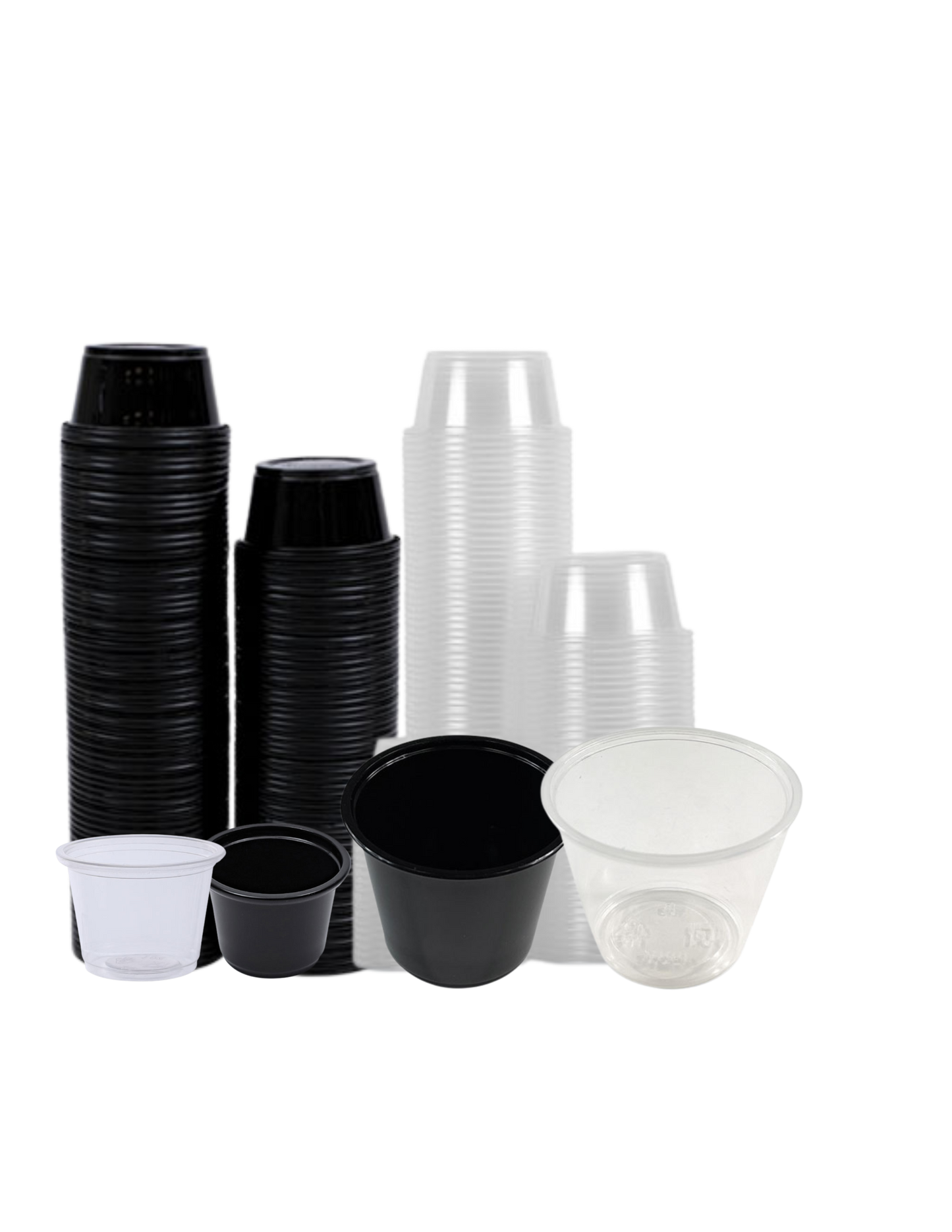 Souffle/Portion Cups, Translucent or Black, SIZES - 1 oz - 5.5 oz