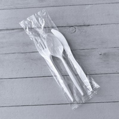 Three-Piece Cutlery Kit, Fork/Knife/Teaspoon, Polypropylene, , 250/Carton  Color - White or Black