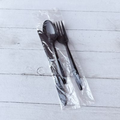 Three-Piece Cutlery Kit, Fork/Knife/Teaspoon, Polypropylene, , 250/Carton  Color - White or Black