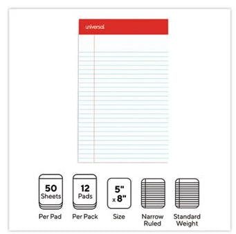 Universal Perforated Ruled Writing Pad 5x8